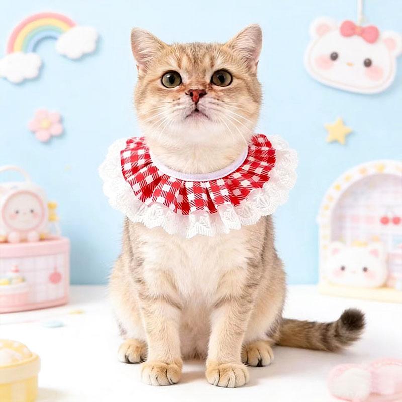Fresh lace pet saliva towel princess style cat bib doll small dog dog decoration bib supplies