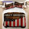 Biancheria da letto vintage Harley-Davidson con bandiera americana(1 * copripiumino + 2 * federa, senza nucleo) Set biancheria da letto Regalo di Natale per compleanno Morbido e confortevole