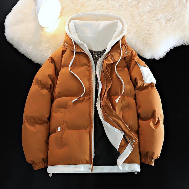 

Зимнее утолщенное мужское теплое хлопковое пальто с капюшоном, студенческие парки, пуховик M оранжевый
