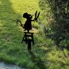 Garden Stake Decoration Outdoor Yard Sign Decorative Metal Ant Garden Stake with Mouse Silhouette Scissors Design