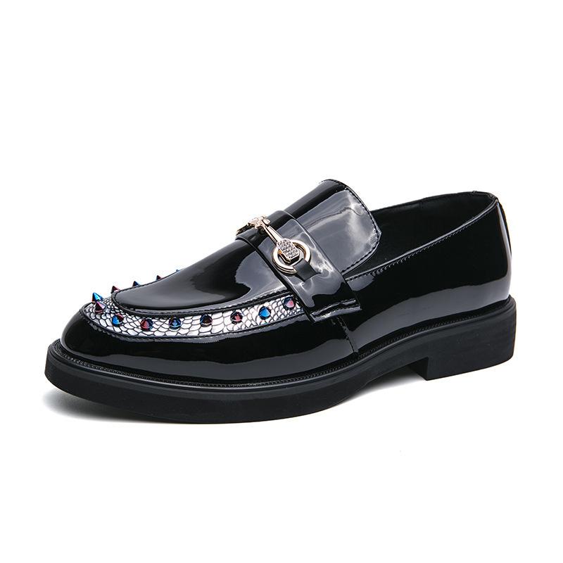 

Large size Chelsea loafers 38-46 pointed handsome trendy luxury generous patent leather shoes 38 чёрный
