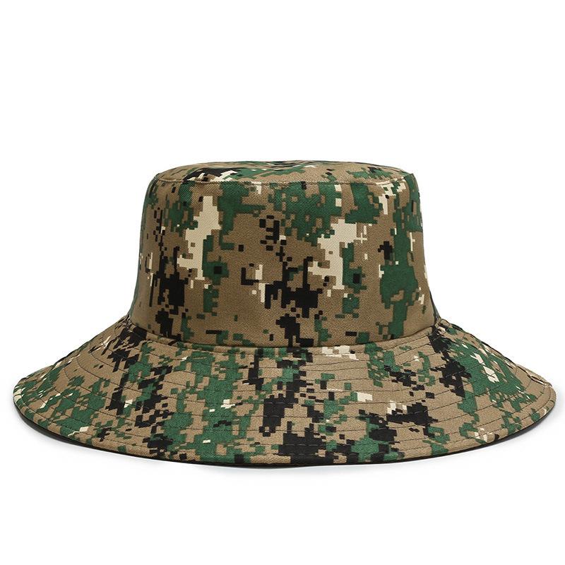 New Camouflage Big Eaves Bucket Hat Sunshade Sunscreen Fishing Essential Simple Casual Versatile
