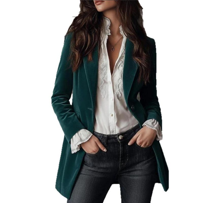 2025 Women's Retro Velvet Cardigan Slim Fit Long Sleeve Suit