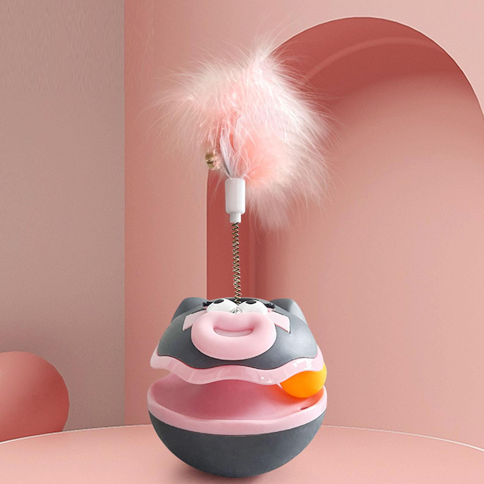 

2-in-1 Toy with Turntable, Self-Righting Tumbler Doll, Cute Interactive Pet Toy for Boredom Relief One Size