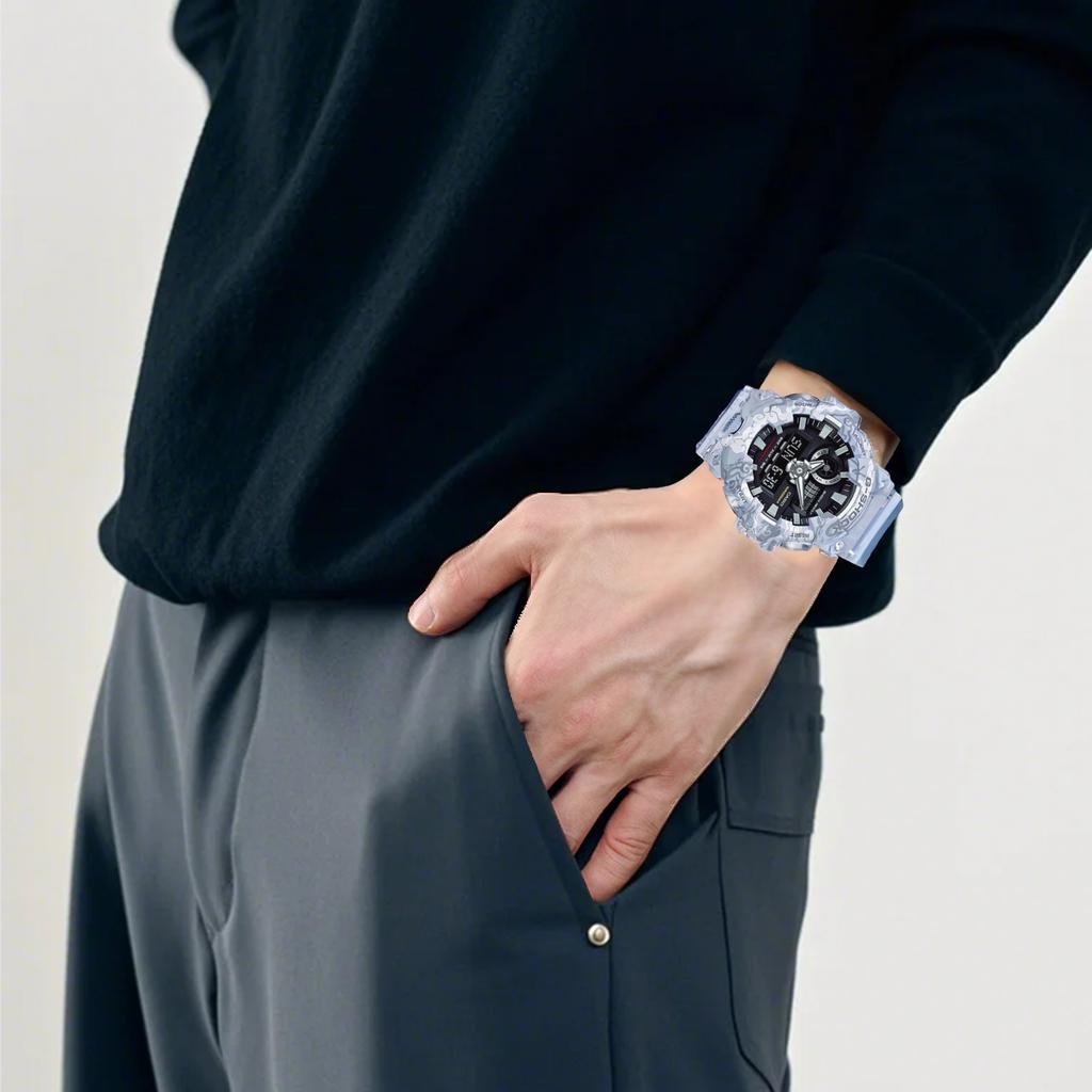 Casio Erkek Likit Kristal/Analog Çift Ekran Serisi Siyah Saat GA-700CG-7A GA-700CG-7A