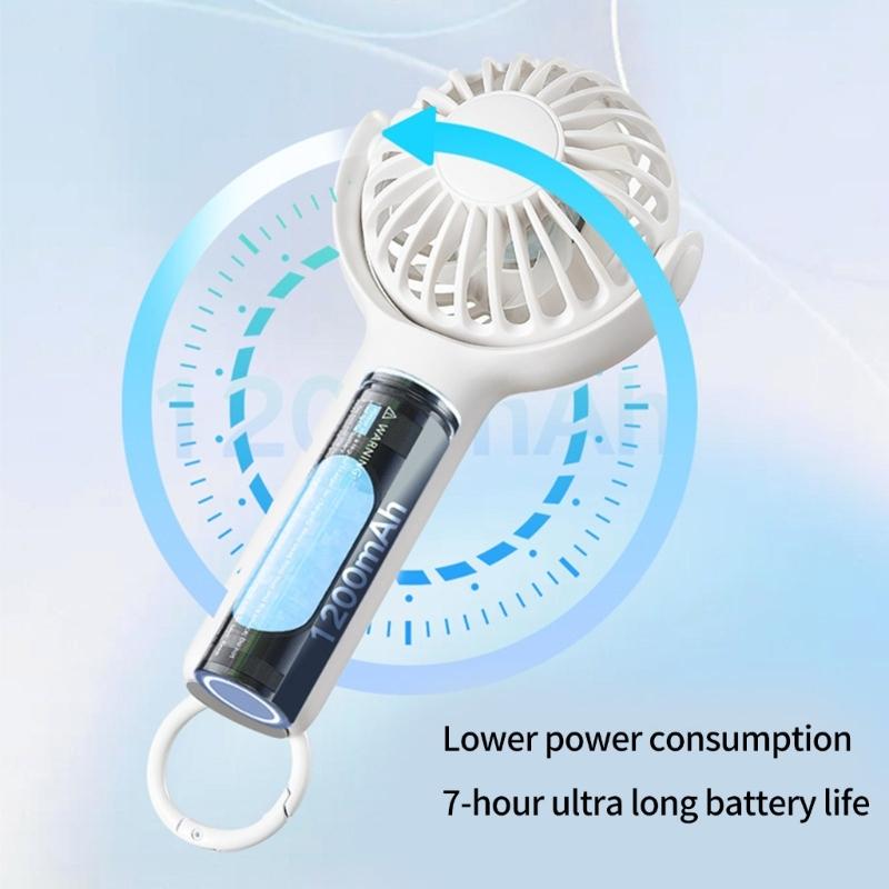 Multifuntional Handheld Fan Cooling Fan 1200mAh Powerful Electric Fan 3 Speed Setting for Travel Office and Outdoor Use