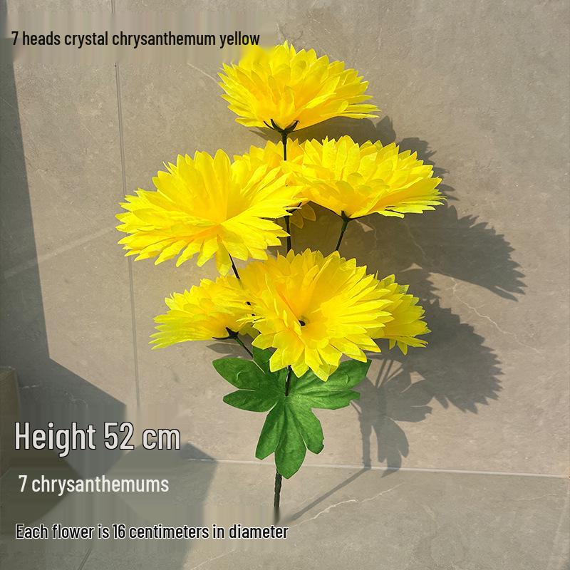 Qingming-Fest Chrysanthemenstrauß: 7-Kopf Seidenblumen Friedhofsgesteck für die Grabpflege