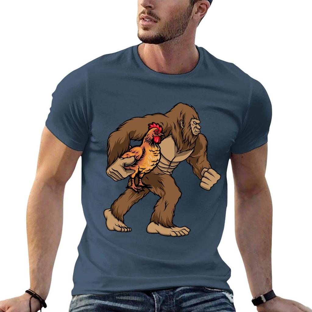 Bigfoot Carrying Chicken Funny Sasquatch Gift Tshirt Halloween Theme Tshirt