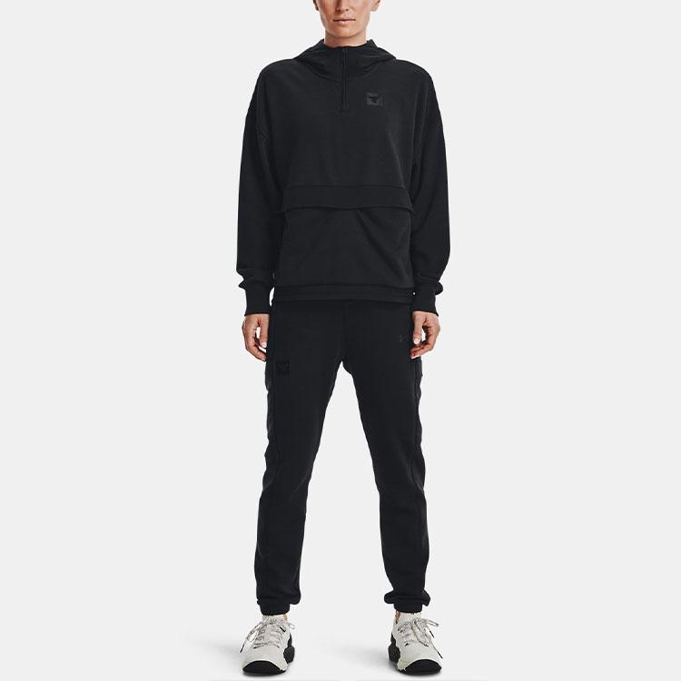 Under Armour Johnson 1/4 Casual Fleece Zip Sports Hoodie Women hoodies Black 1368798-001