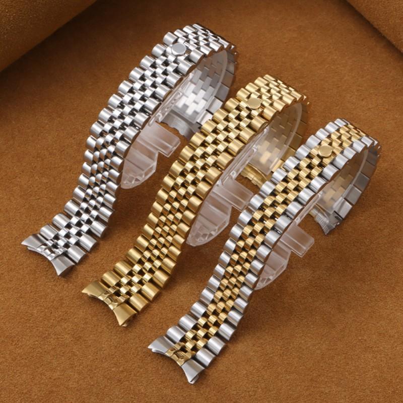 Luxusný pevný nerezový remienok pre Rolex pre náramok Jubilee 13 mm 17 mm 20 mm 21 mm zakrivený koniec kovové náramkové príslušenstvo