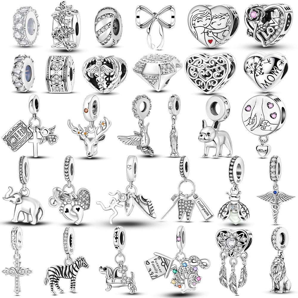 Dangle Charms Original White Heart Beads Copper Fit Bracelet Jewelry Diy For Woman Pendants Charms Fine Gift