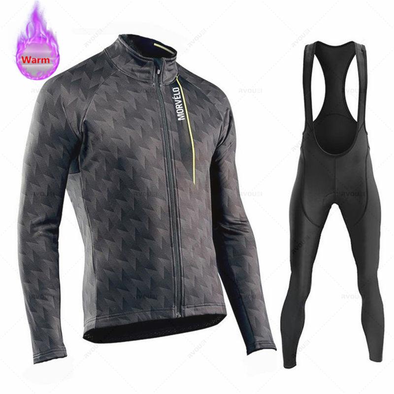 2026 Winter Velvet Warm Morvelo Cycling Jersey Sets Men Thermal Fleece Bicycle Clothing Road Bike Shirt MTB Uniform Ropa Ciclismo Warm Bib Pants