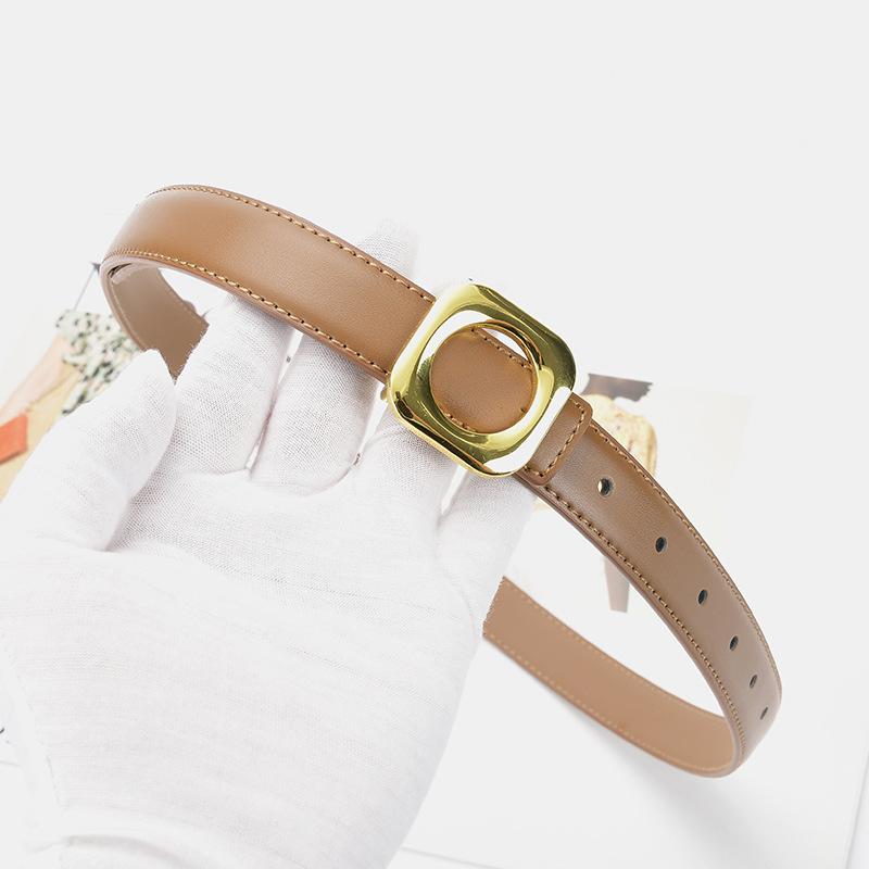 Four Seasons Available Belts Women'S Fashion Versatile Trendy Decoration Suit Leather Thin Belt Square Buckle Leather Ins Style Jeans Belt
