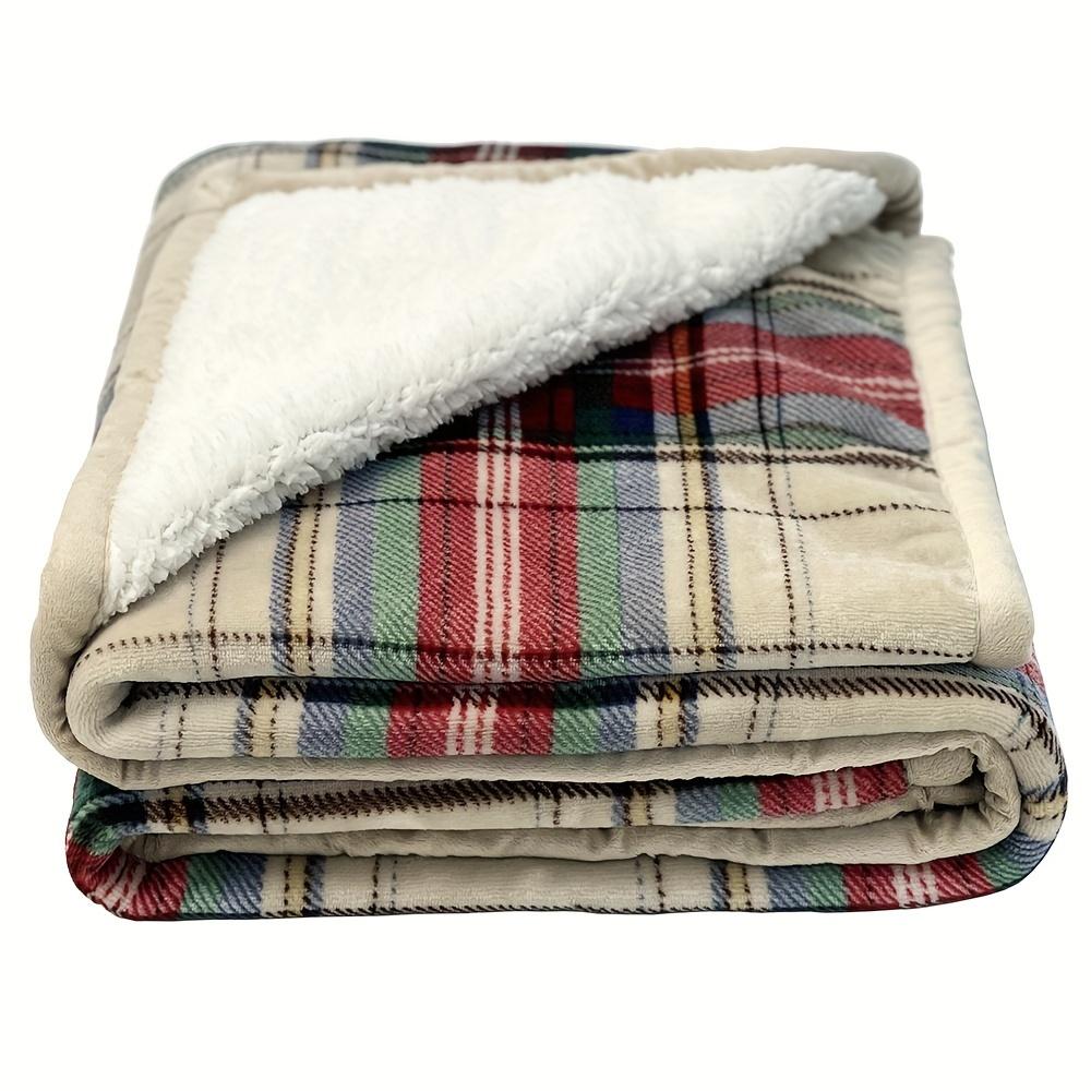 1pc Plaid Sherpa Blanket - Perfect Cozy Decor for Fall & Winter, Ideal Small Gift for Housewarming, Warm Home Essentials