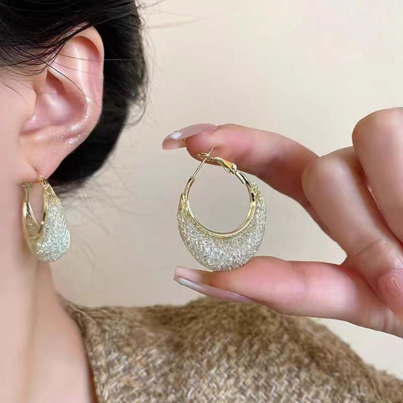 Stylish Sturdy Metal Hoop Earring with Intricate Cutout Designs Portable for Office Professionals and Casual Wearers