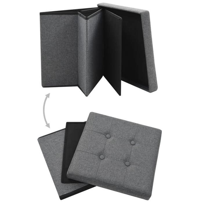 Maison Exclusive - Tabouret de rangement pliable Gris foncé Faux lin