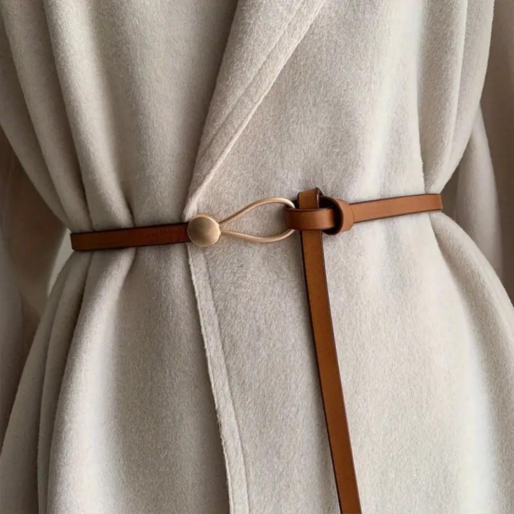 Solid Color Knotted Belt PU Leather Dress Belt New Waist Chain  for Jeans