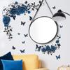 Romantic Blue Rose Flowers Wall Stickers Home Decor Butterfly Decoration Vinyl Murals Decals