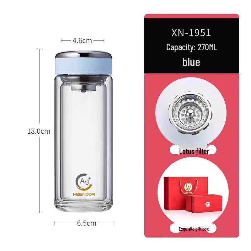 Cino Double Wall Antibacterial Glass Tea Infuser Bottle