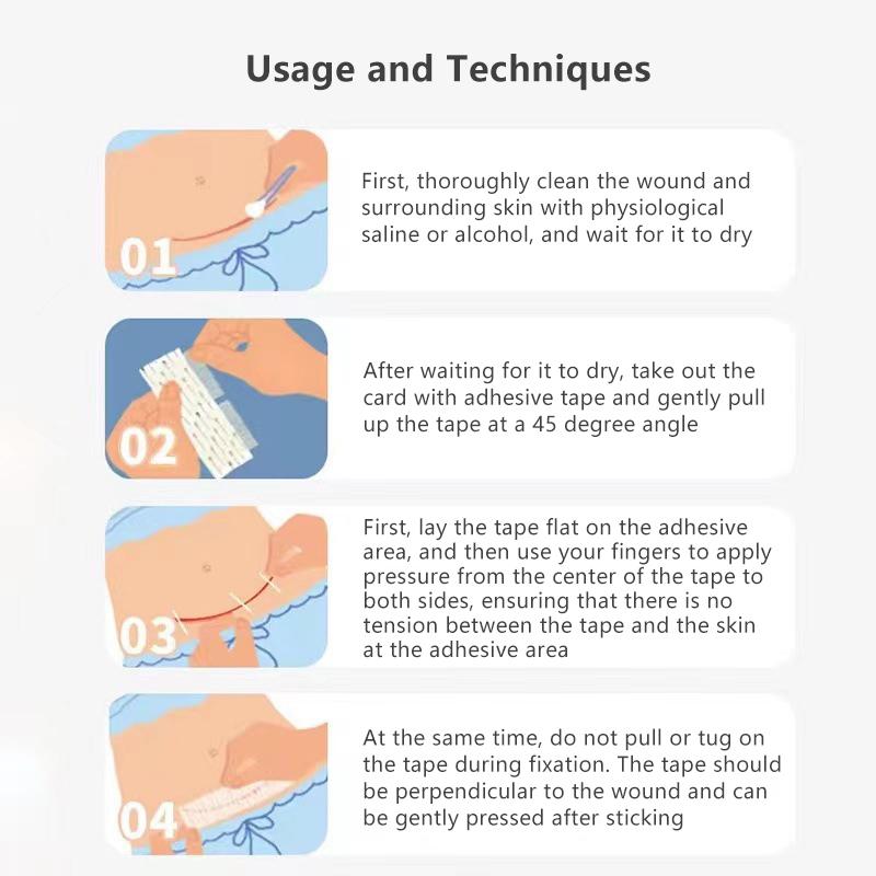 5Sheets 12*100Mm Wound Closure Tape Adhesive Sterile Medical Bandage Strip Skin Repair First Aid Surgical Breathable Tape