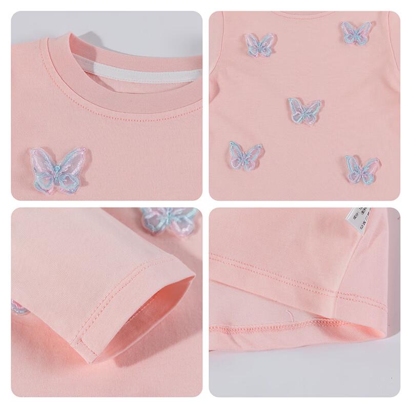 Beibeiyi Girls' Cotton Long-Sleeve Butterfly Print T-Shirt