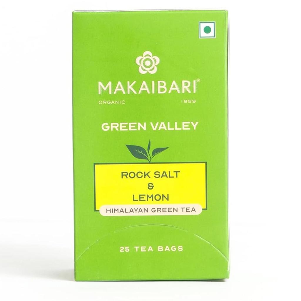 Makaibari Apoorva Green Valley Rock Salt & Lemon Darjeeling Green Tea 25 Tea Bags Low Caffeine Antioxidant Blend