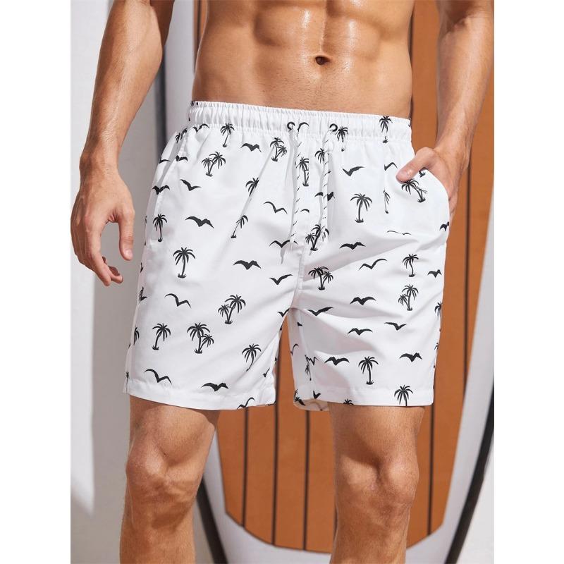 New Men's Board Shorts Swim Shorts Swim Trunks Drawstring Elastic Quick Dry Short Beach Hawaiian Casual Swimming Beach Shorts