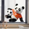 Creative Cute Football Panda Static Cling Window Stickers, Self-Adhesive Decals for Living Room Balcony Glass Decoration