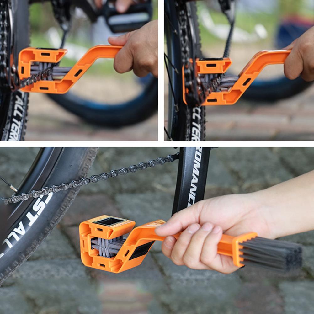 Motorcycle Chain Cleaning Brush Double Head Bike Chain Washer Cleaner Multifunction Portable for Motorcycle Road Bicycle Scooter