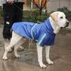 Regenmantel für große Hunde, Poncho mit reflektierenden Streifen, winddichter, regenfester Regenmantel für Hunde mit Kapuze 
