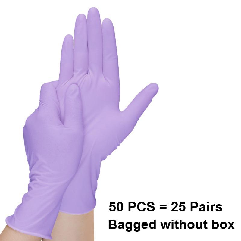 10/20/50/100PCS Purple Disposable Nitrile Gloves,Waterproof Latex Free,For Household Cleaning  Food Safe Protective Work Gloves