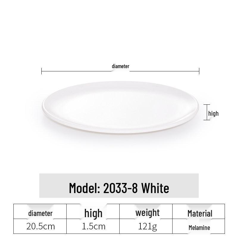 White Melamine Plastic Round Plate for Catering and Restaurant Dining