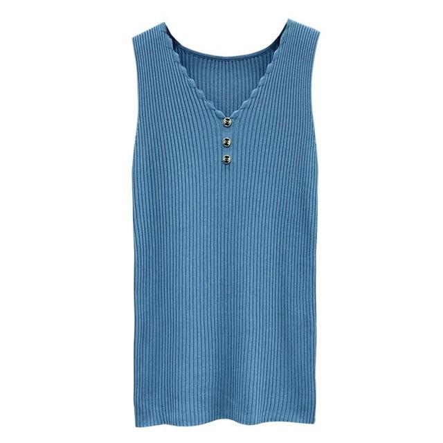 Women's Large Ice Silk V-Neck Camisole: Versatile, Sexy Knit Summer Top