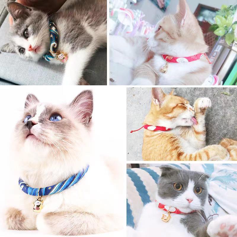 Maneki-Neko Style Pet Collar with Bell - Japanese & Korean Inspired for Cats and Dogs