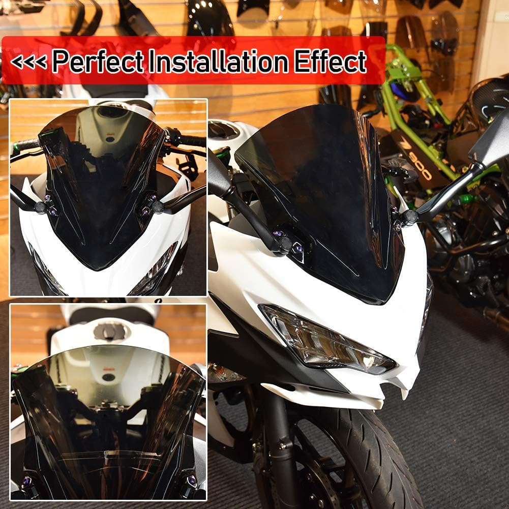 Motorcycle Front Fairing Windshield Windscreen Wind Deflector Fly Screen Parebrise Visor Protector Cover for Ka.wasaki Ninja400 Ninja250 Ninja 400
