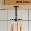 360 Degrees Rotated Kitchen Hooks Self Adhesive 6 Hooks Wall Door Hook Handbag Clothes Ties Bag Home Hanging Rack