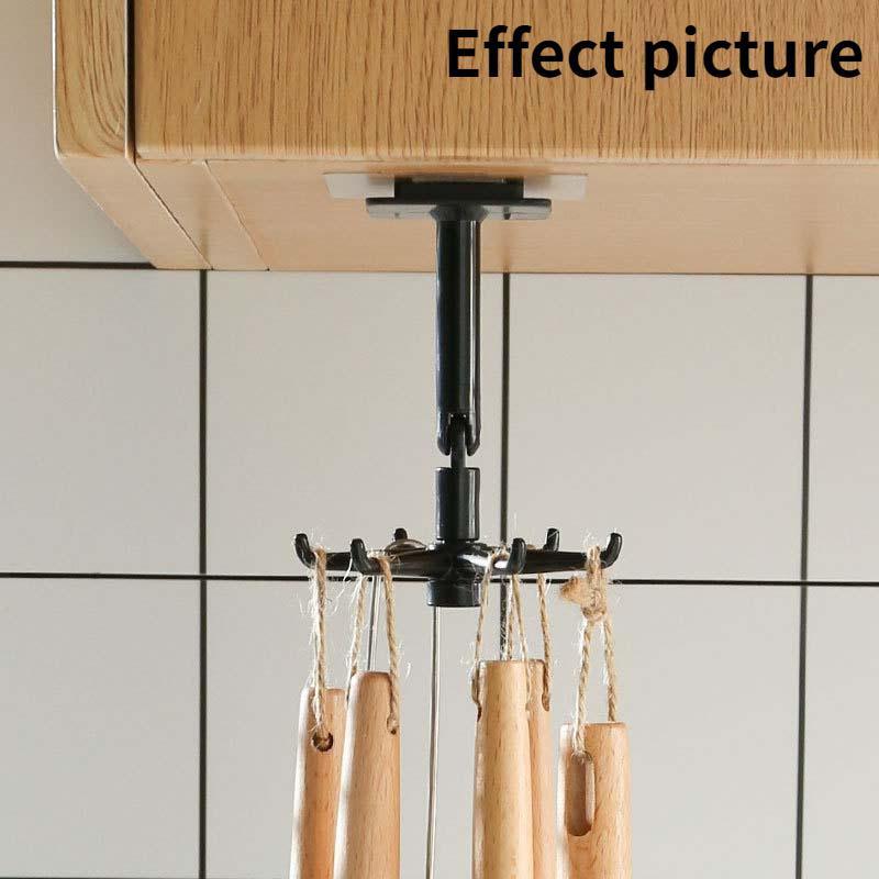 360 Degrees Rotated Kitchen Hooks Self Adhesive 6 Hooks Wall Door Hook Handbag Clothes Ties Bag Home Hanging Rack