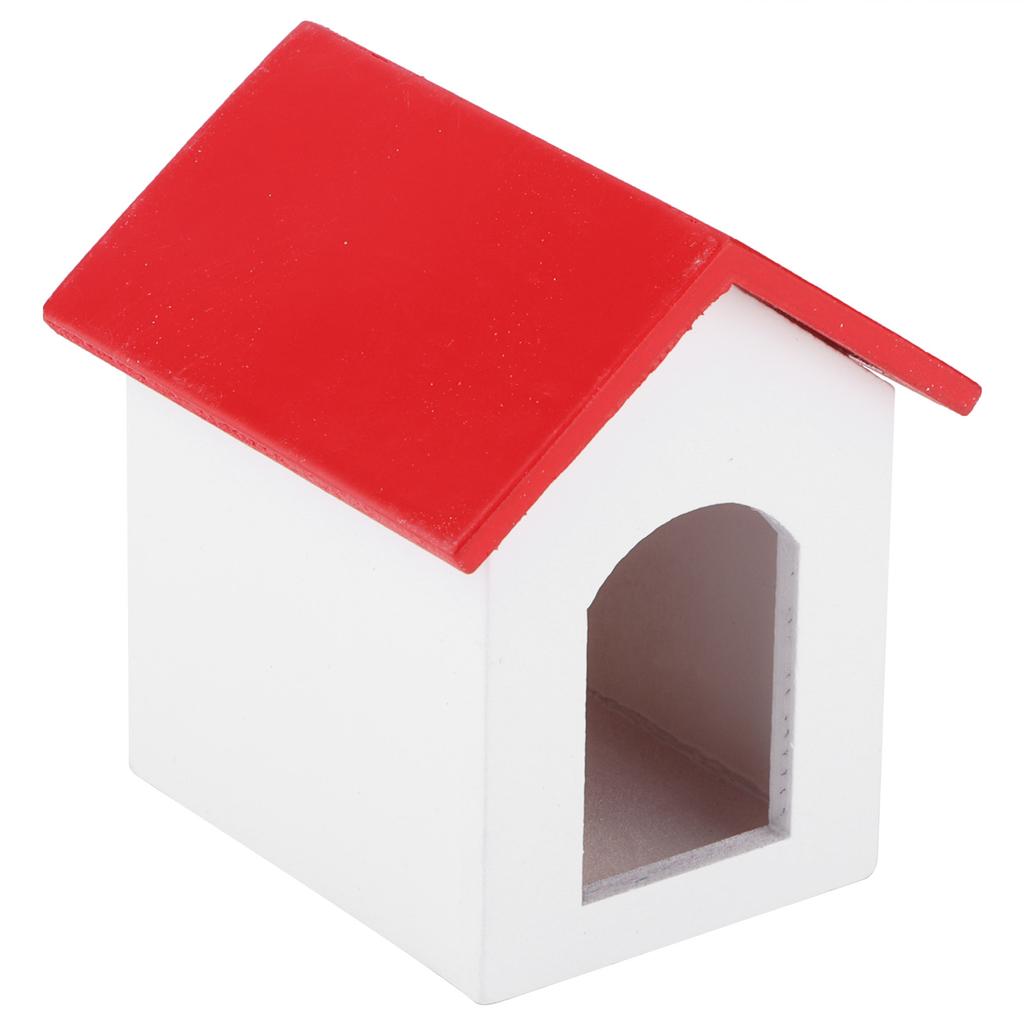 1:12 Dollhouse Wooden Pet House Simulated Miniature Kennel Model Pretend Play Toy AccessoryRed Roof