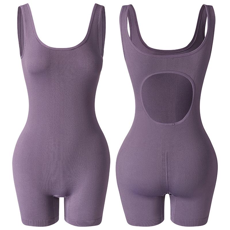 Women's Seamless Nude Bodysuit: Tight-fitting Yoga Wear for Fitness, Running, and Waist Slimming Sportswear.