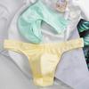 Men's Cotton Thong Sexy T-back Support Pouch Underwear Low Rise Soft Stretch Panties No Fly Covered Underpants