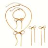 Handcrafted High-End Woven Tassel Bow Jewelry Set: Necklace, Bracelet & Earrings