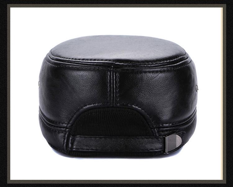Men's Adjustable Sheepskin Leather Duckbill Cap - Warm Autumn/Winter Hat