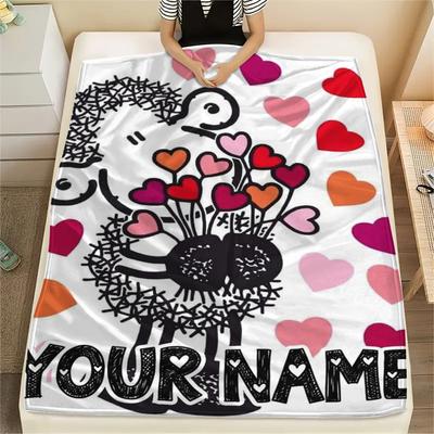 1PC Custom Name Sheepworld Patterned Flannel Blanket Suitable For All Seasons for Home Decor Warmth and Comfort Gifts Holiday Present