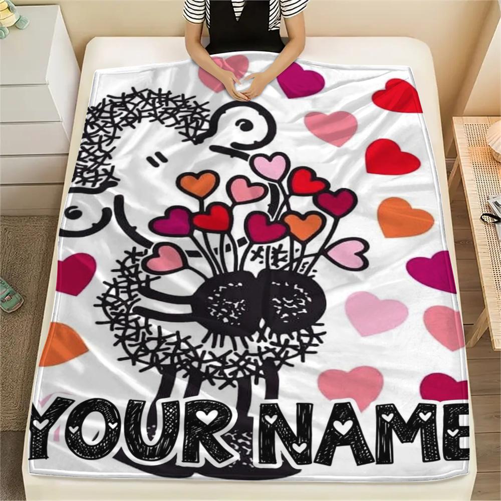 1PC Custom Name Sheepworld Patterned Flannel Blanket Suitable For All Seasons for Home Decor Warmth and Comfort Gifts Holiday Present