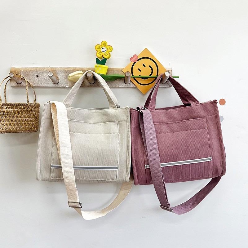 Corduroy Shoulder Bag Female College Student Class Cloth Bag Velvet Bag Portable Messenger Commuter Tote Bag Fashion