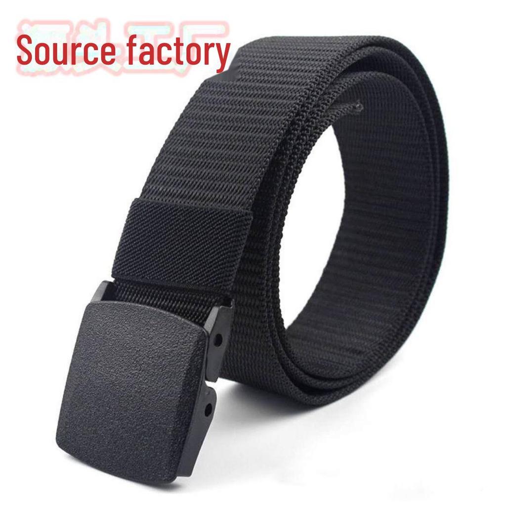 Ikke-metallisk sikkerhetsbelte i nylon med plastspenne, svart lerret og denimforlengelse, for utendørs bruk