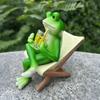 Resin Frog Sit Chair Sculpture Cute Frog Desktop Figurine Rocking Chair Frog Statue  Gift Giving