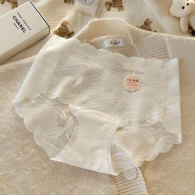Dámské krajkové bezešvé spodní prádlo Dámské letní spodní prádlo se středním pasem z čisté bavlny 7A Antibakteriální spodní prádlo s prodlouženým klínem