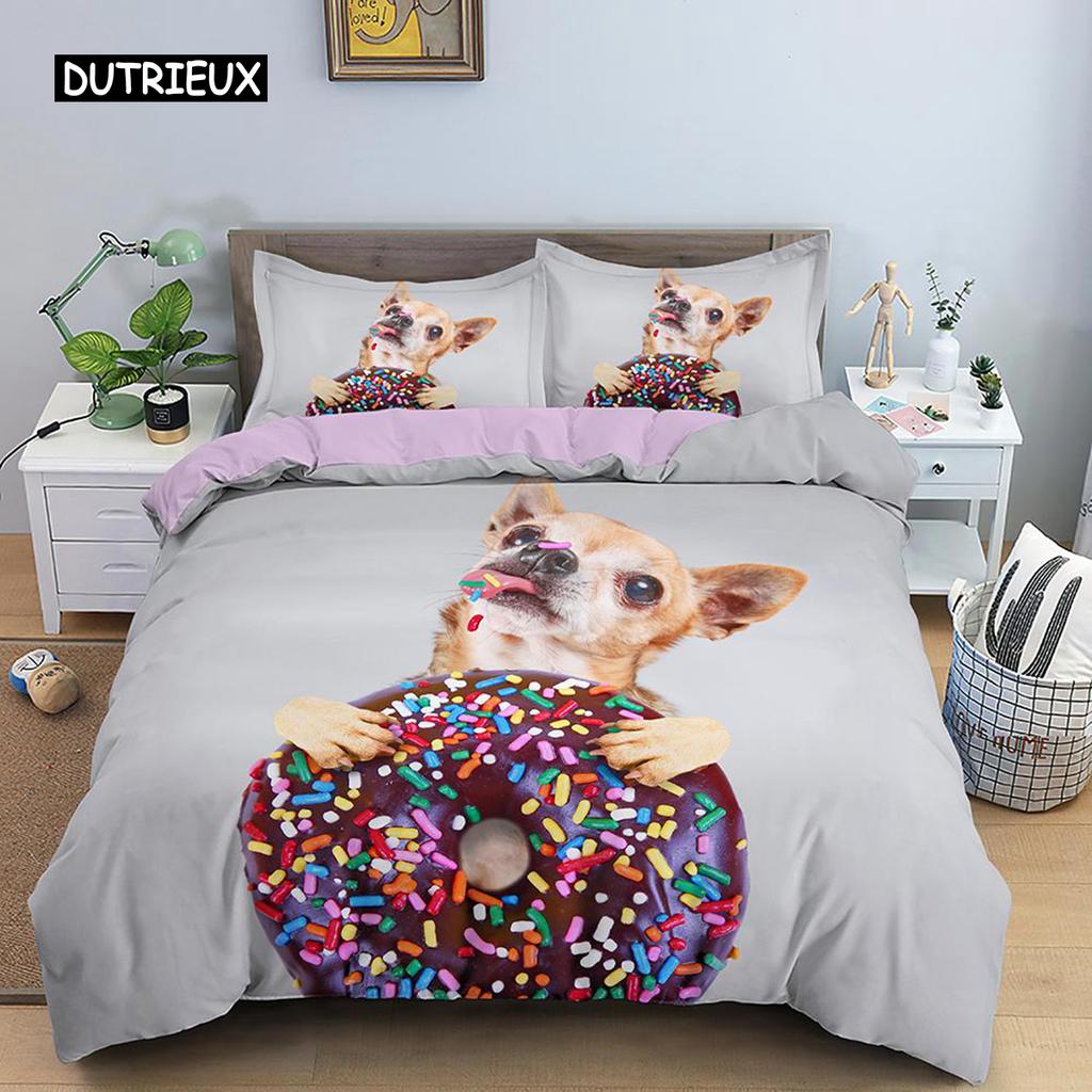 Dog Duvet Cover Set Golden Retriever Queen Size Bedding Set for Boys Girls Microfiber 3D Pet Themed Animal Funny Dog Quilt Cover