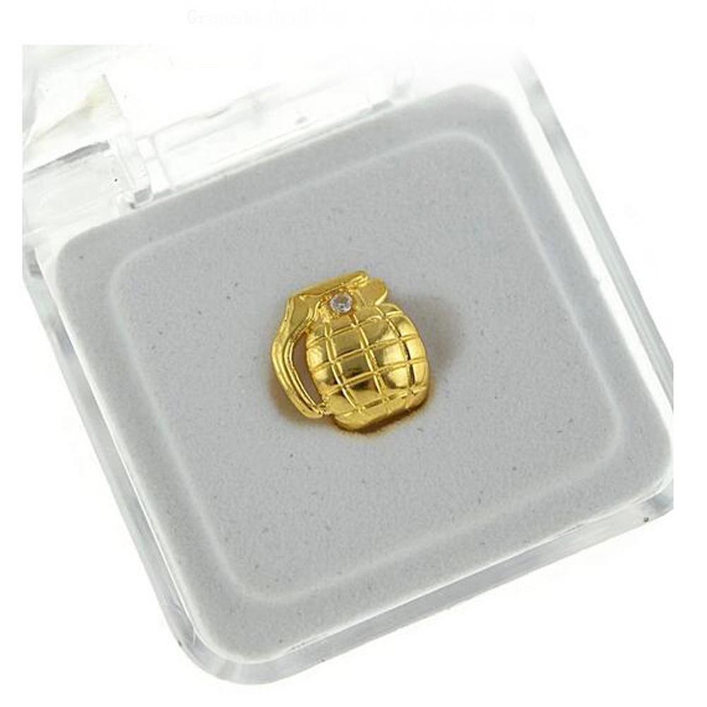 Glossy Gold Grillz Single Grenade Tooth – Hip Hop Style Cool Accessory